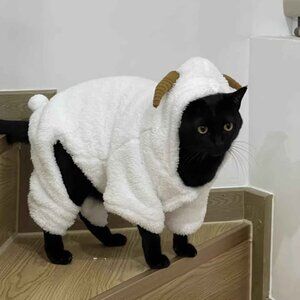 Fluffy Lamb/Sheep Pet Costume with Horns